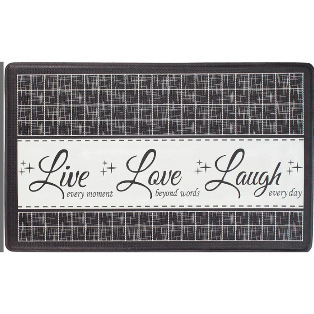 ANTI-FATIGUE NONSLIP FLOOR MAT (18" x 30") PVC, LIVE,LOVE,LAUGH, charcoal, Achim